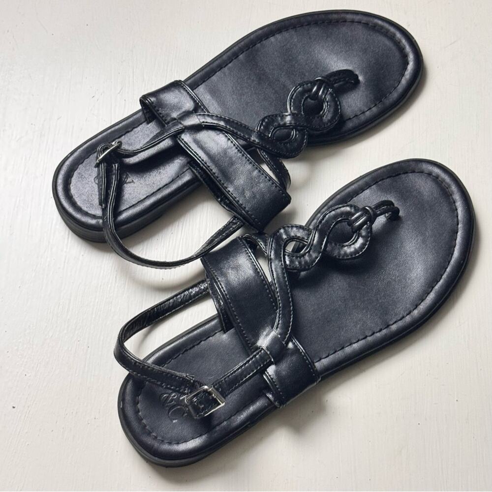 NYCO Women's Black T Strap Sandals Sz 7